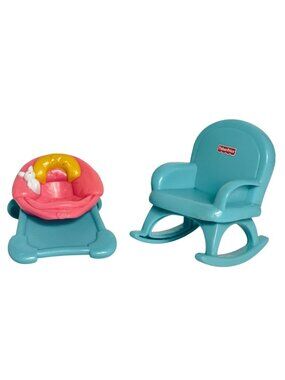 Fisher-Price My First Dollhouse Rocking Chair & Baby Bouncer Set 2005 Vtg 1Q